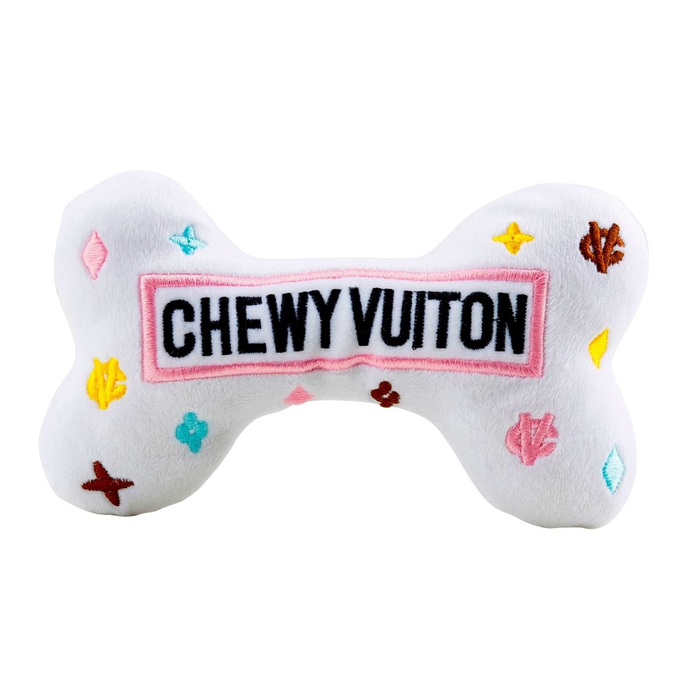 White Chewy Vuitone Bone! Dog Toy